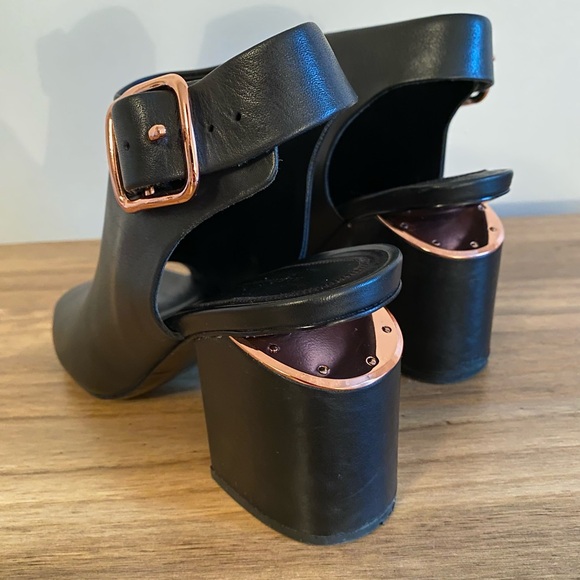 Alexander Wang Black Leather Peep Toe Sandal Bootie - Picture 2 of 9